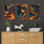 Set of Three Wall Paintings for Wall Dacoration Golden Framed Wall Paintings for Living Room & Bedroom Wall Art for Home Decoration & Office Wall Décor (24x18 inch CH-GD3-3)
